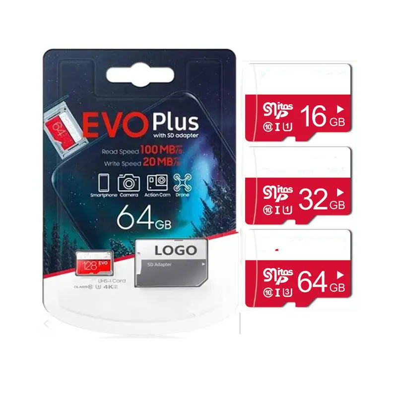 For iPhones Mobile Camera Memory Card 8gb 16gb 32gb 64gb 128gb Micro Tf Card C10 High Speed Tf Cards With Free Adapter