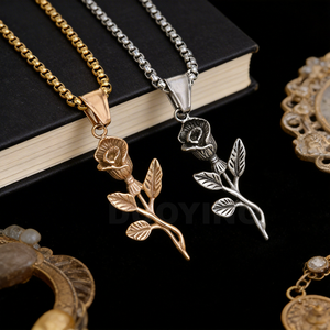 Collier en acier inoxydable plaqué or 18 carats DUOYING, style rétro, avec breloques rose, croix, <span class=keywords><strong>boussole</strong></span>, aile d'ange et Méduse, bijoux pour femmes - Product Image 6