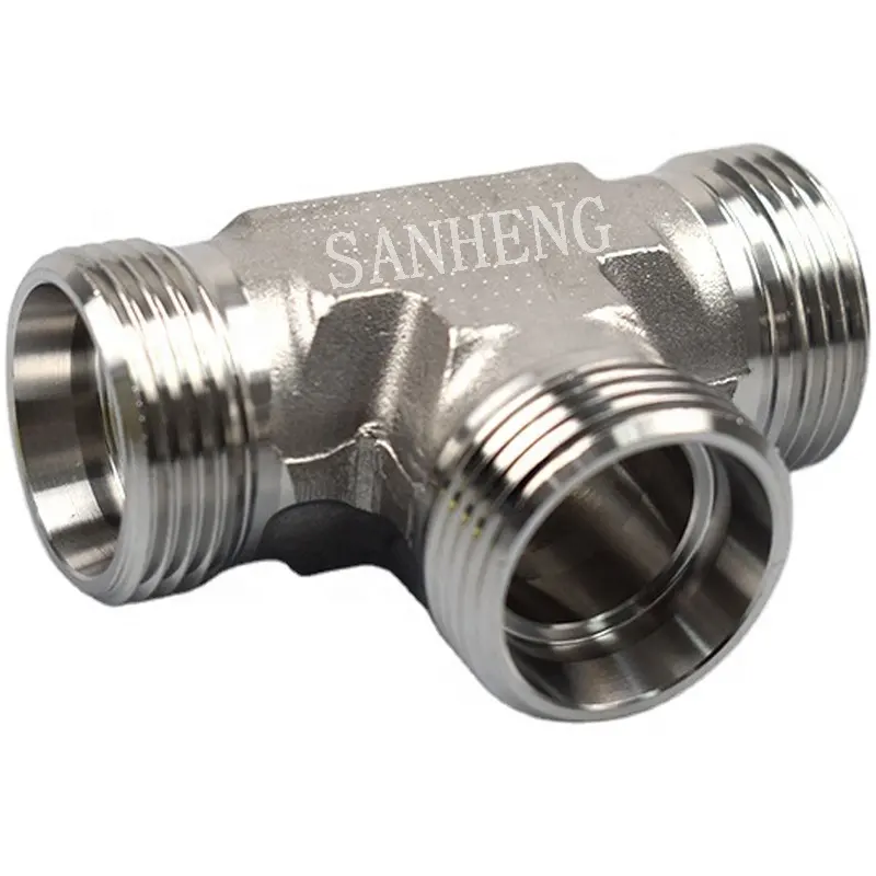 AC Carbon/Stainless Steel Thread 3-way Equal Tee Hydraulic pipe adapter Hose Fitting Low/High Pressure Bite Type Tube Fittings