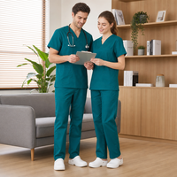 Ensemble de blouses médicales unisexe en polycoton, coutures durables, multi-poches, vente chaude pour le secteur médical et les spas