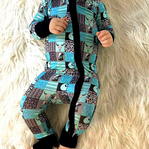 Ropa de bebé personalizada de manga larga con cremallera doble personalizada ropa de niños personalizada de bambú Zippy - Product Image 1