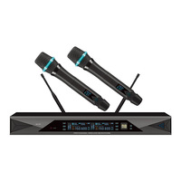 G-mark-système de Microphone sans fil Pro, 2 canaux, UHF, avec deux microphones portables, Microphone Lavalier Pro, tout en métal