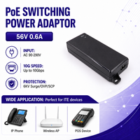Adaptateur d'alimentation PoE actif/passif 19V 48V 54V 56V 24W 35W 54W 90W 0.5A 1.5A, injecteur PoE IEEE 802.3af/at/bt pour CCTV WiFi