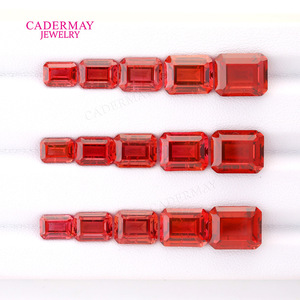 Cadermay Synthetic Zircon Loose Stones Rectangle Orange Red For Jewelry Making - Product Image 1