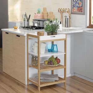 Modern Multifunctional Easy Assembly Home <b>Organizer</b> Space-Saving 4 Tier Bamboo Bathroom <b>Shelves</b> Ladder <b>Shelf</b> with Removable Tray - Product Image 5