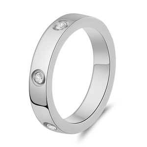 Three Color 4Mm Zircon Inlaid Stainless Steel <b>Couple</b> <b>Rings</b> For Everyday Wear Unisex Jewelry - Product Image 5