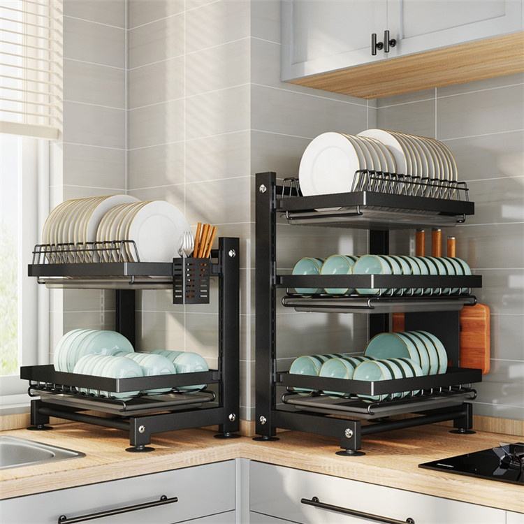 Adjustable Height Metal Dish Drainer Rack BMA Kitchen Storage