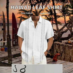 <b>Men</b> Short Sleeve Button Down <b>Shirt</b> Embroidered Casual Hawaiian Summer <b>Beach</b> Vacation Fashion Top Lightweight Loose Fit <b>Shirt</b> Top - Product Image 2