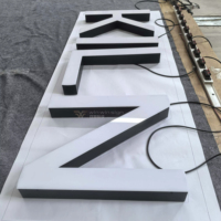 Letrero Personalizado de Alta Gama para Fachada y Pared con Logotipo, Letras de Acero Inoxidable Pintadas de 50 mm de Grosor con Iluminación Frontal y Brillo Uniforme