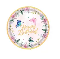 فراشة حزب لوازم الطاولة/المائدة قابل للتصرف الوردي لوحة كوب سماط فراشة عيد ميلاد حزب زينة