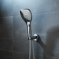 HOMEDEC Ensemble de douche à main en plastique chromé, design moderne, haute pression, économie d'eau, avec support de tuyau de douche mural, garantie 3 ans