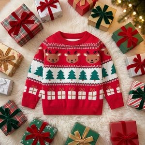 Wholesale <strong>Christmas</strong> 100% Cotton Cute Jacquard Knitted Baby Pullover Spring O-Neck Kids <strong>Jumper</strong> Printed Clothes <strong>for</strong> Boys and <strong>Girls</strong> - Product Image 1
