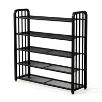 Organisateur de chaussures en métal portable moderne et durable à quatre niveaux, étagère de rangement multifonctionnelle pour chaussures au sol pour la maison