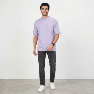 Camiseta 100% algodón para hombre, corte holgado, estampada, personalizada, de algodón grueso, estilo oversize con hombros caídos para hombre - Product Image 1