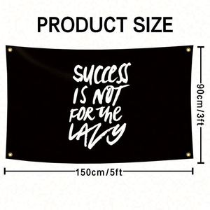 3X5FT 90x150 ซม. โพลีเอสเตอร์ 100D พิมพ์ลายดิจิตอล "ความสำเร็จไม่ใช่สำหรับคนขี้เกียจ" - Product Image 6