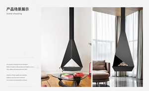 <span class=keywords><strong>Cheminée</strong></span> <span class=keywords><strong>suspendue</strong></span> au bioéthanol en acier moderne sur mesure, foyer à feu réel pour salon et cuisine, usage domestique - Product Image 5
