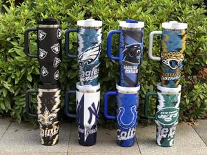 Cá nhân 40oz thép không gỉ Panthers in Tumblers Carolina đội bóng đá cốc với xử lý - Product Image 6