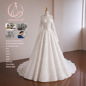Abito <span class=keywords><strong>da</strong></span> sposa di lusso a sirena con spalle scoperte, maniche lunghe, corsetto in pizzo, schiena scoperta, <span class=keywords><strong>taglie</strong></span> forti, personalizzabile, all'ingrosso - Product Image 2