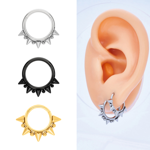 Thép phẫu thuật 316L 16G Punk piercing đồ trang sức mũi vách ngăn Nhẫn nhọn Spike bấm vào bông tai thời trang daith rook Tai pierc Vòng - Product Image 1