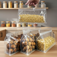 Sachets transparents à fond plat avec fermeture à huit côtés, résistants à l'humidité, réutilisables, avec fermeture éclair, pour aliments pour animaux de compagnie, avec poignée