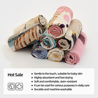 Serviettes pour bébé en coton doux RTS, 4 couches, jacquard lavé, motif animal, serviettes pour les mains des tout-petits, absorbantes, séchage rapide, serviettes pour sécher les cheveux des bébés