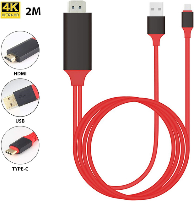 2M 4K TYPE-C USB Type C to HDMI Cable HDTV Digital AV Smart Converter Adapter With USB Power for Samsung S25 MACBOOK iphone 15