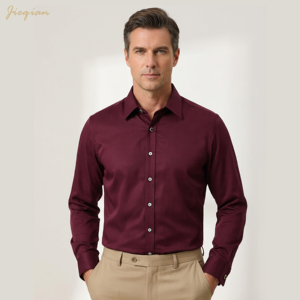 <span class=keywords><strong>Camicia</strong></span> da Uomo 100% Cotone Bordeaux, Vestibilità Slim, Rosso Vino, per Matrimoni, Sposi, Affari, Feste, Personalizzabile, Vendita all'Ingrosso OEM - Product Image 3