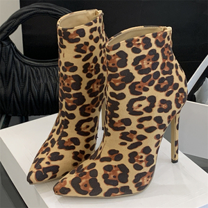 European American Women's High Quality Leopard Print Short <b>Boots</b> Comfortable Outdoor Summer Fashion Sexy High Heels Platform - Product Image 2