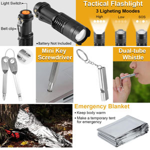 مجموعة أدوات النجاة 19 في 1، معدات الطوارئ للبقاء على قيد الحياة، سكين للصيد والتخييم، أدوات مبتكرة للتخييم - Product Image 6