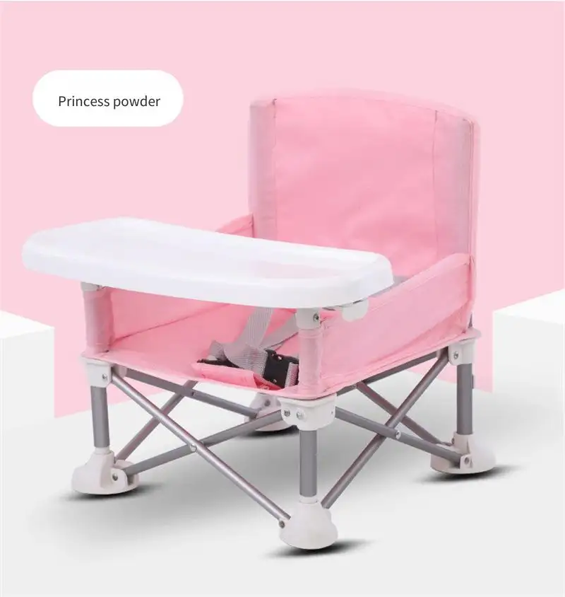 Aluminum Alloy Compact Design Travel Portable Foldable Baby Dining Table And Chair With Safety Belt