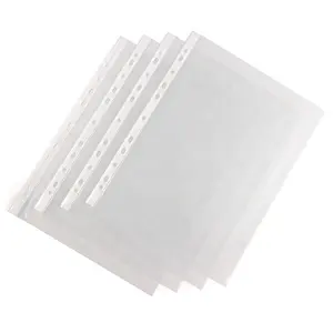 Limpar Folha A4 Protetores 11 Furos PP Folder File Transparente Punch Pockets 100 folhas File Protector