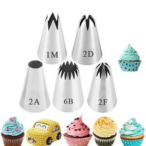 Stainless Steel Piping Tips Set 1M 2D 2F 6B 2A Reusable For Cake Decorating Butter Icing - Product Image 5