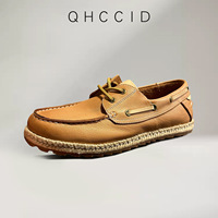 Espadrilles sportives pour hommes en cuir véritable marron, à lacets, respirantes, légères, avec semelle intermédiaire en EVA, chaussures décontractées pour la marche, printemps automne