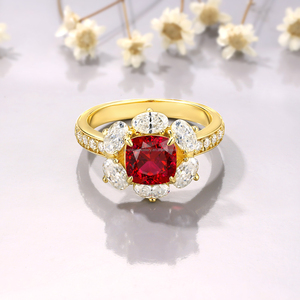 Sang Trọng Phòng Thí Nghiệm Grown Của <span class=keywords><strong>Ruby</strong></span> Nhẫn 925 Bạc Mạ Vàng Nhẫn Kỷ Niệm Đảng Quà Tặng <span class=keywords><strong>July</strong></span> Birthstone Đệm Cắt <span class=keywords><strong>Ruby</strong></span> Nhẫn Cho Phụ Nữ - Product Image 2