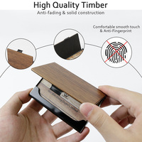 Portefeuille en bois pur pour homme et femme, porte-cartes en aluminium, pince à billets, étui pour cartes de visite