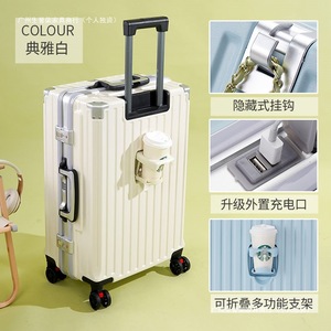 Multifunctional <b>Suitcase</b> With Cup Holder Usb Port Large Capacity Aluminum Frame 360 Degree Spinner Wheels Combination <b>Lock</b> - Product Image 2