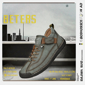 Chaussures plates décontractées pour hommes en cuir fait main avec logo en relief OEM, respirantes, légères, mocassins tendance, chaussures de travail - Product Image 3