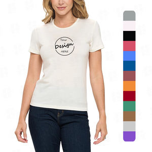 T-shirt personnalisé de haute qualité imprimé à base d'eau, 180 g/m², fin, respirant, col rond, coupe classique pour femmes, t-shirts en coton doux - Product Image 1