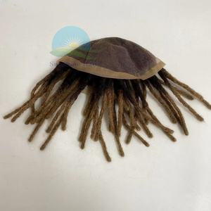 Perruque indienne remy cheveux humains, dreadlocks, postiche long ombré couleur 1b/27 8x10, toupet en dentelle pour hommes noirs - Product Image 4