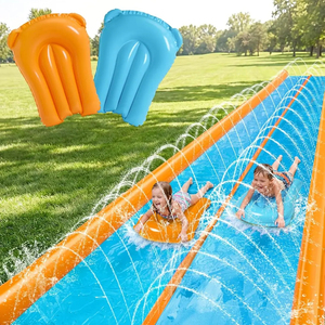 Tobogán Acuático Doble Azul y Naranja con Aspersor y 2 Surf Riders para Niños, Diversión en el Patio Trasero - Product Image 1