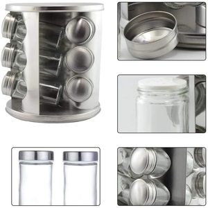 Estante de especias de cocina de 3 niveles, estante de encimera de 20 tarros de acero inoxidable, organizador de torre, estante giratorio para especias - Product Image 3