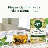 Teh Lemon Balm OEM 16 Sachet Bebas Kafein untuk Meredakan Stres Relaksasi Teh Herbal Rasa Jeruk Ringan
