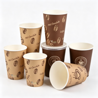 Gobelet à café en papier avec manchon et couvercle imprimés sur mesure pour boissons chaudes, idéal pour cafés et restaurants à emporter