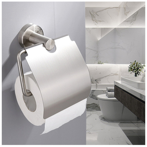 Distributeur de rouleaux de papier toilette en acier inoxydable, porte-papier toilette avec couvercle, porte-papier toilette mural - Product Image 5