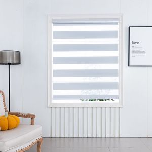 Nessuna vite esposta aggiornamento più recente telecomando doppio oscuramento grigio Zebra tende tapparelle elettriche per finestra - Product Image 3