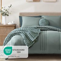 Nouvel article Ensemble de draps de lit respirants de couleur unie King Size de 7 pièces