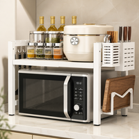 Support de four à micro-ondes extensible blanc en acier au carbone avec porte-couteaux et planche à découper pour comptoir de cuisine, personnalisable OEM