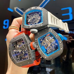 นาฬิกาข้อมือผู้ชาย Hip-hop RM Style Tonneau 3503 Skeleton ตัวเรือนคาร์บอนไฟเบอร์ หน้าปัดเรืองแสง สายยาง - Product Image 4