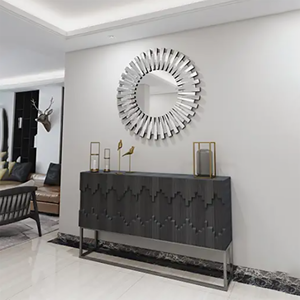 <span class=keywords><strong>Espejo</strong></span> de Pared Decorativo con Forma de <span class=keywords><strong>Sol</strong></span>, <span class=keywords><strong>Espejo</strong></span> de Pared Redondo Plateado 3D Moderno y Lujoso para Sala de Estar - Product Image 3
