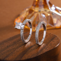 Luxe ovale geslepen zirkoon 2-delige trouwringset micro pave CZ verlovingsring voor vrouwen bruidssieraden groothandel
